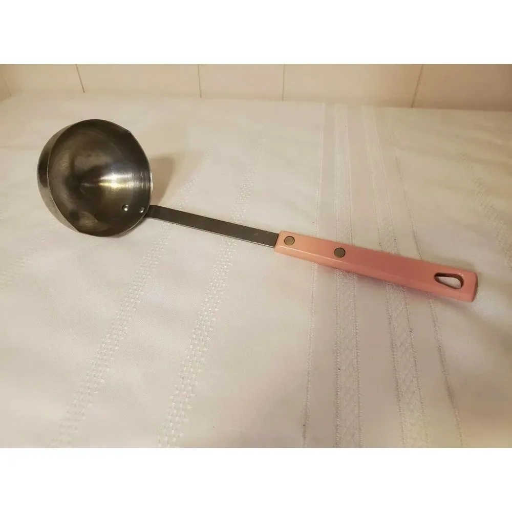 Vintage Pink Royal Brand SharpCutter Cutlery Stainless‎ Steel Ladle 4 oz Handle